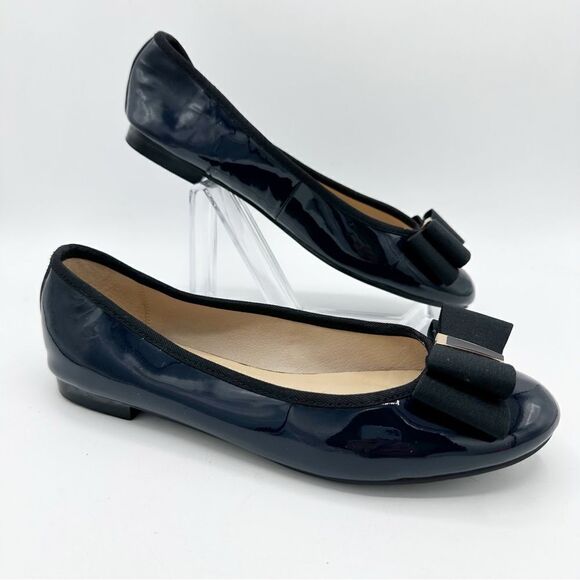 Maud Frizon Women's Black Patent Leather Ballet Flats W/Enamel Accent w/ Bow 6.5 - Picture 3 of 12